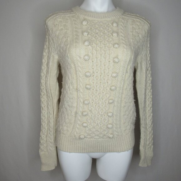 J. Crew Cream Popcorn Cable Knit Sweater Women's XS XSmall - Picture 1 of 8